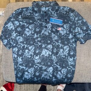 Travis Mathew Navy Floral Polo Shirt